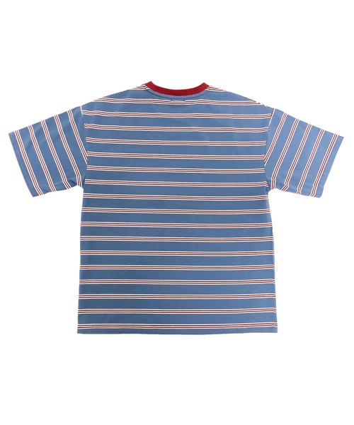 GLAZOS(グラソス)の「天竺・ドロップショルダーBIGサイズマルチボーダーポケット半袖Tシャツ(Tシャツ/カットソー・キッズ・ライトブルー/ブルー/ライトグリーン/マスタード・130cm/140cm/150cm/160cm/170cm)」の14枚目の写真