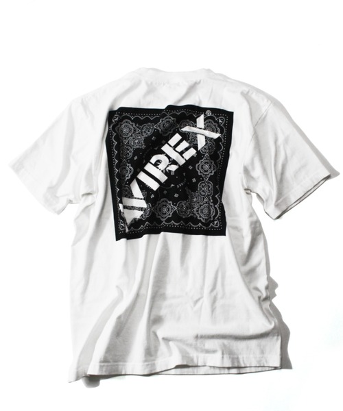 AVIREX（アヴィレックス）の「【WEB&DEPOT店限定】バンダナ プリント ボックスロゴ Tシャツ/ BANDANA PRINT BOX LOGO T-SHIRT（Tシャツ/カットソー・メンズ・ブラック/レッド/クリアレッド/ブラック系その他/ネイビー/ブルー・MEDIUM/LARGE/X-LARGE/XX-LARGE）」の14枚目の写真