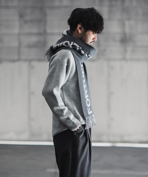 ATTACHMENT（アタッチメント）の「W/AC KNIT JACQUARD LOGO SCARF（マフラー・メンズ・ホワイト/ブラック/グレー/ダークグレー・ONESIZE）」の20枚目の写真
