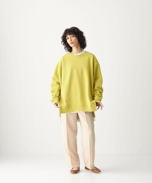 CITEN（シテン）の「＜CITEN（シテン）＞裏起毛 クルーネック オーバー スウェット（スウェット・レディース・オフホワイト/ライム/ダークグレー・FREE）」の13枚目の写真