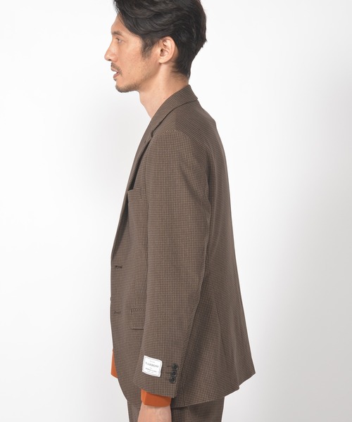 CROWDED CLOSET(クラウデッドクローゼット)の「ヘリンボーン柄ストレッチジャージジャケット/セットアップ対応/ビジカジ/ON・OFF兼用(テーラードジャケット・メンズ・ブラウン/グレー・01/02/03/04)」の20枚目の写真