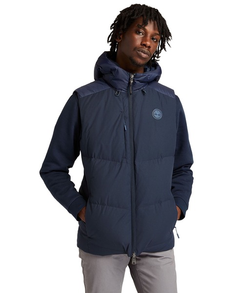 Timberland（ティンバーランド）の「メンズ キルテッド ダウン フーデッド ベスト（ダウンベスト・メンズ・オレンジ/ダークブルー・SMALL/MEDIUM/LARGE/X-LARGE）」の2枚目の写真