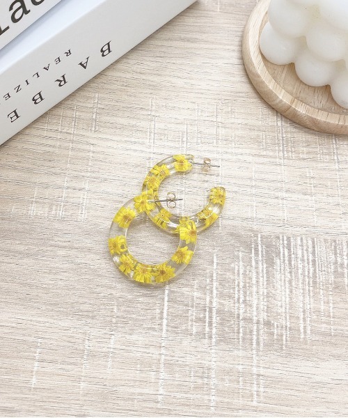 apres jour(アプレジュール)の「【apres jour×ARIAZ】フラワークリアピアス(ピアス(両耳用)・レディース・ホワイト/オフホワイト/イエロー・FREE)」の3枚目の写真