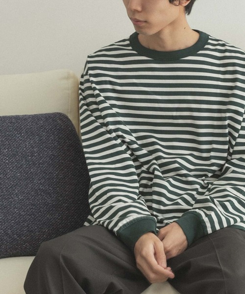 FORK&SPOON(フォークアンドスプーン)の「FORK&SPOON ボーダーロングスリーブTシャツ(Tシャツ/カットソー・メンズ・グレー系その他/グリーン系その他/ブラック系その他・5/3/4)」の13枚目の写真