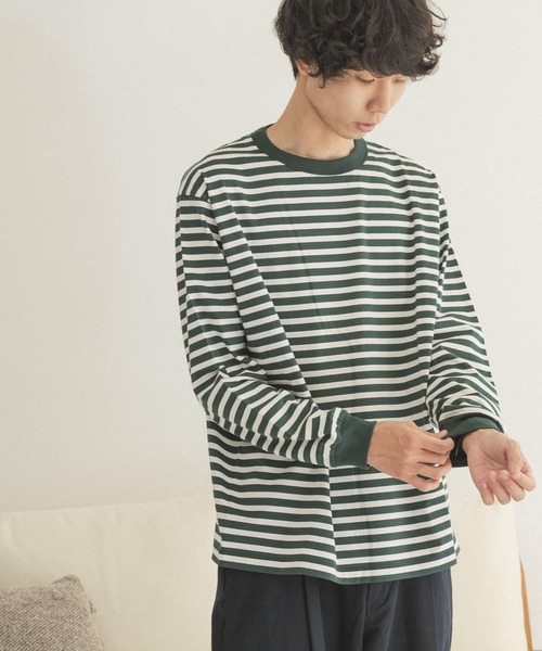 FORK&SPOON(フォークアンドスプーン)の「FORK&SPOON ボーダーロングスリーブTシャツ(Tシャツ/カットソー・メンズ・グレー系その他/グリーン系その他/ブラック系その他・5/3/4)」の5枚目の写真