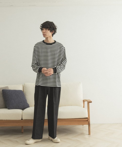 FORK&SPOON(フォークアンドスプーン)の「FORK&SPOON ボーダーロングスリーブTシャツ(Tシャツ/カットソー・メンズ・グレー系その他/グリーン系その他/ブラック系その他・5/3/4)」の9枚目の写真