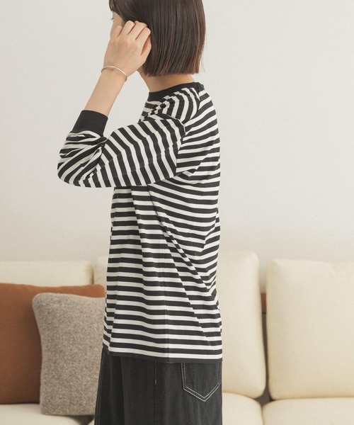 FORK&SPOON(フォークアンドスプーン)の「FORK&SPOON ボーダーロングスリーブTシャツ(Tシャツ/カットソー・メンズ・グレー系その他/グリーン系その他/ブラック系その他・5/3/4)」の20枚目の写真