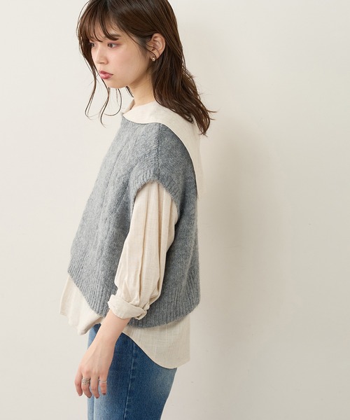 natural couture(ナチュラルクチュール)の「【WEB限定】バックボタンデザインほんわりベスト(ベスト・レディース・アイボリー/モカ/スミクロ・FREE)」の9枚目の写真