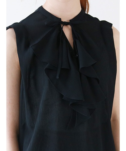 Te chichi(テチチ)の「楊柳シフォンラッフルブラウス(シャツ/ブラウス・レディース・ブラック/オフホワイト/グリーン・フリ-)」の11枚目の写真