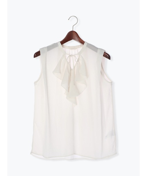 Te chichi(テチチ)の「楊柳シフォンラッフルブラウス(シャツ/ブラウス・レディース・ブラック/オフホワイト/グリーン・フリ-)」の12枚目の写真