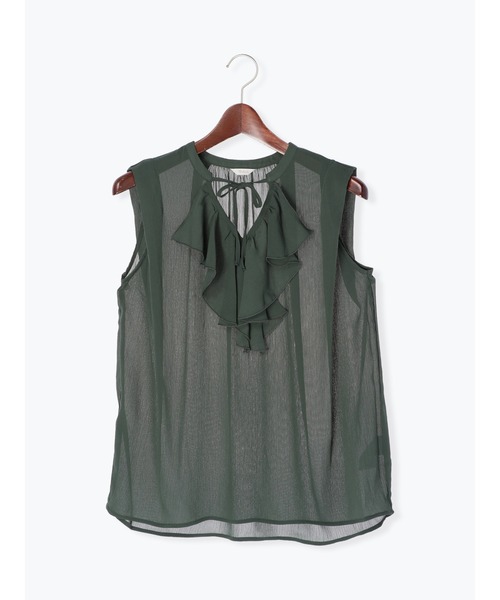 Te chichi(テチチ)の「楊柳シフォンラッフルブラウス(シャツ/ブラウス・レディース・ブラック/オフホワイト/グリーン・フリ-)」の14枚目の写真