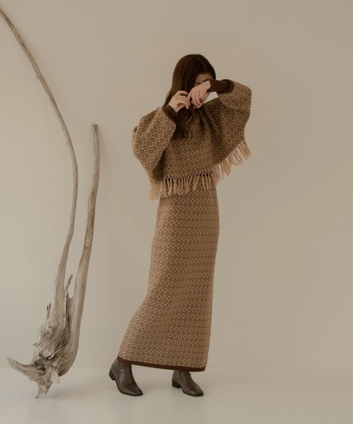 I_am（アイアム）の「jacquard fringe knit（ニット/セーター・レディース・ブラック/ブラウン・FREE）」の16枚目の写真