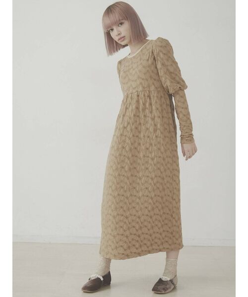merry jenny（メリージェニー）の「ジャガードカットマキシワンピース（ワンピース・レディース・ブラック/ベージュ/ブラウン・FREE）」の5枚目の写真