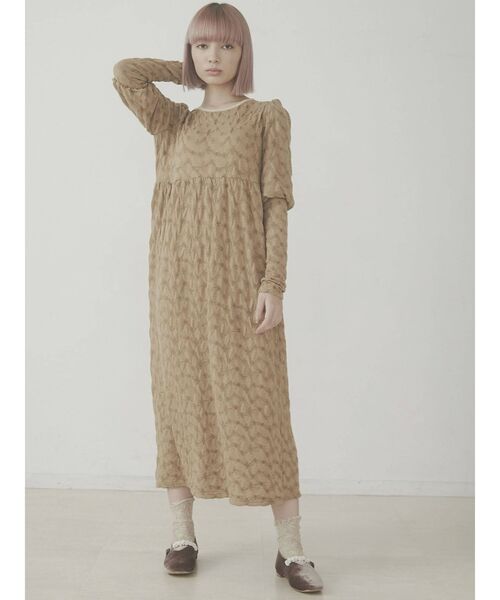 merry jenny（メリージェニー）の「ジャガードカットマキシワンピース（ワンピース・レディース・ブラック/ベージュ/ブラウン・FREE）」の6枚目の写真