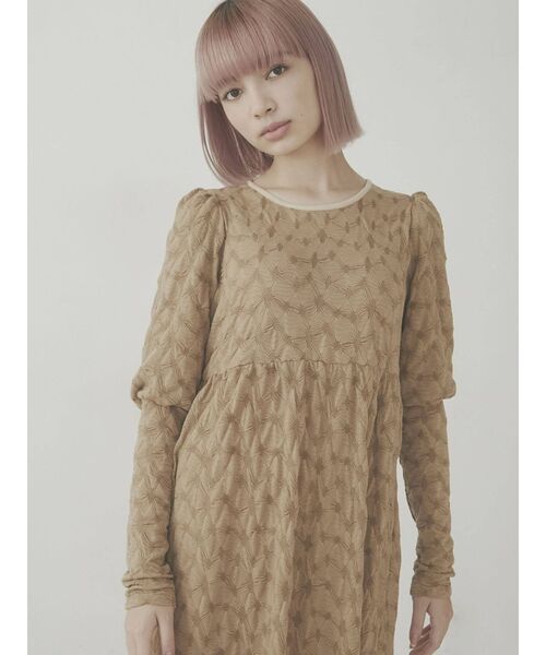 merry jenny（メリージェニー）の「ジャガードカットマキシワンピース（ワンピース・レディース・ブラック/ベージュ/ブラウン・FREE）」の7枚目の写真