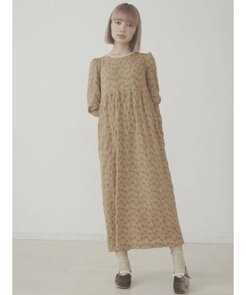 merry jenny（メリージェニー）の「ジャガードカットマキシワンピース（ワンピース・レディース・ブラック/ベージュ/ブラウン・FREE）」の8枚目の写真