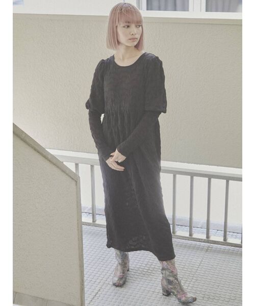 merry jenny（メリージェニー）の「ジャガードカットマキシワンピース（ワンピース・レディース・ブラック/ベージュ/ブラウン・FREE）」の21枚目の写真