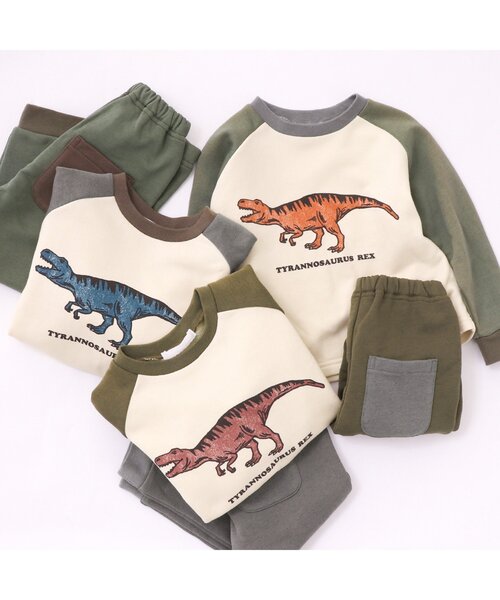 Ampersand（アンパサンド）の「/恐竜ルームウェア/パジャマ 10分丈（ルームウェア/パジャマ・キッズ・カーキ/チャコール/ブラウン・100/110/90/130/140/120/80）」の6枚目の写真