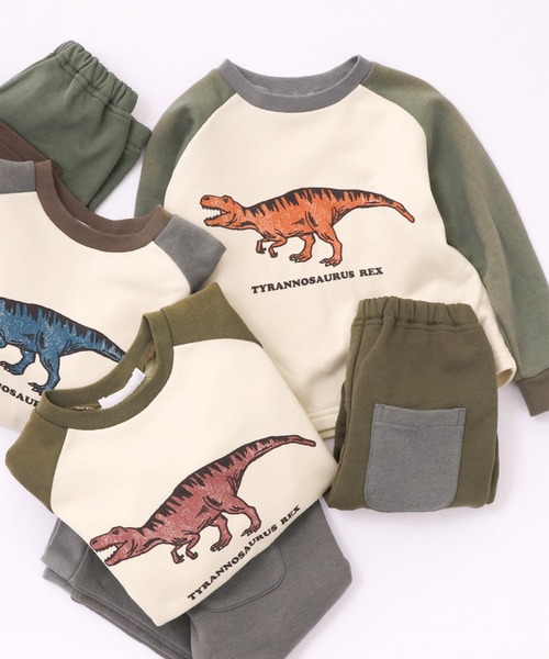 Ampersand（アンパサンド）の「/恐竜ルームウェア/パジャマ 10分丈（ルームウェア/パジャマ・キッズ・カーキ/チャコール/ブラウン・100/110/90/130/140/120/80）」の3枚目の写真