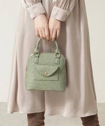NATURAL BEAUTY BASIC | クロコ調バーティカルミニボストン(ハンドバッグ)