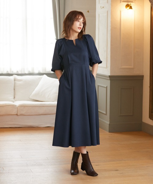 Rewde（ルゥデ）の「バックコンシャスチェック柄ワンピース（1R05-09234A）（ワンピース・レディース・ベージュ/ネイビー/グレー・S/M/L）」の9枚目の写真