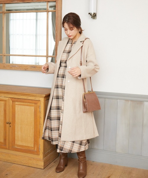 Rewde（ルゥデ）の「バックコンシャスチェック柄ワンピース（1R05-09234A）（ワンピース・レディース・ベージュ/ネイビー/グレー・S/M/L）」の20枚目の写真