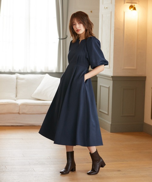 Rewde（ルゥデ）の「バックコンシャスチェック柄ワンピース（1R05-09234A）（ワンピース・レディース・ベージュ/ネイビー/グレー・S/M/L）」の12枚目の写真
