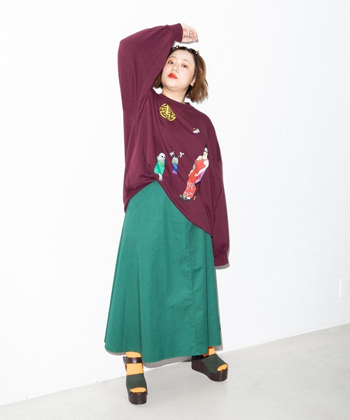 PUNYUS（プニュズ）の「ツイルロングスカート（スカート・レディース・ブラック/ベージュ/グリーン・1/2/4/3）」の19枚目の写真