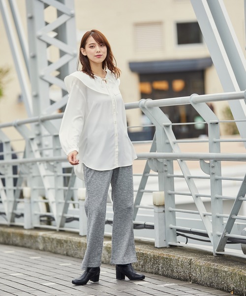 Honeys（ハニーズ）の「衿フリルブラウス（シャツ/ブラウス・レディース・ホワイト系その他/ブラック系その他/パープル系その他/ブラック/アイボリー・L/M/S）」の12枚目の写真