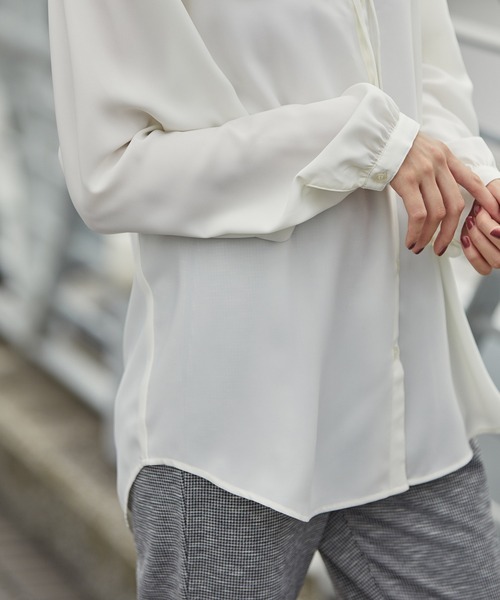 Honeys（ハニーズ）の「衿フリルブラウス（シャツ/ブラウス・レディース・ホワイト系その他/ブラック系その他/パープル系その他/ブラック/アイボリー・L/M/S）」の17枚目の写真