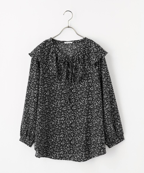 Honeys（ハニーズ）の「衿フリルブラウス（シャツ/ブラウス・レディース・ホワイト系その他/ブラック系その他/パープル系その他/ブラック/アイボリー・L/M/S）」の7枚目の写真