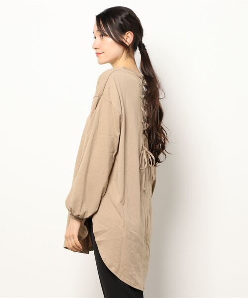 Wordtrobe（ワードトローブ）の「【wordtrobe】空紡糸天竺 後ろレースアップ プルオーバー（Tシャツ/カットソー・レディース・ホワイト/ブラック/ベージュ・FREE）」の18枚目の写真