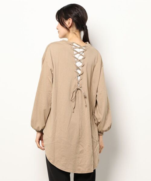 Wordtrobe（ワードトローブ）の「【wordtrobe】空紡糸天竺 後ろレースアップ プルオーバー（Tシャツ/カットソー・レディース・ホワイト/ブラック/ベージュ・FREE）」の7枚目の写真