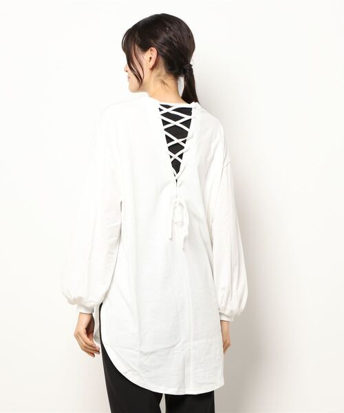 Wordtrobe（ワードトローブ）の「【wordtrobe】空紡糸天竺 後ろレースアップ プルオーバー（Tシャツ/カットソー・レディース・ホワイト/ブラック/ベージュ・FREE）」の14枚目の写真