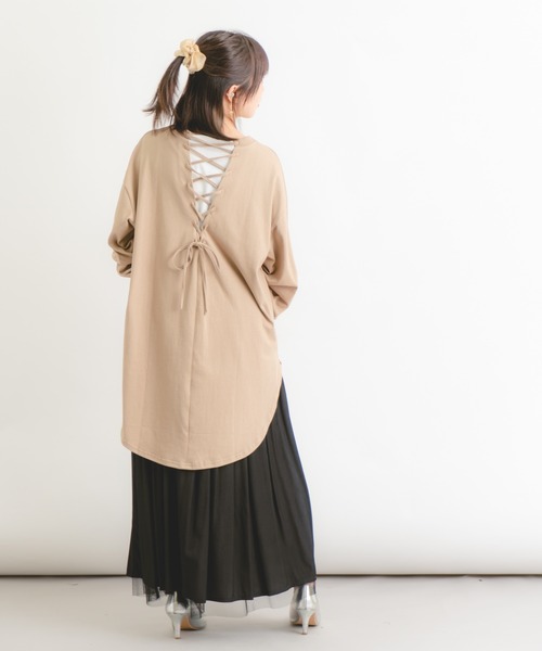 Wordtrobe（ワードトローブ）の「【wordtrobe】空紡糸天竺 後ろレースアップ プルオーバー（Tシャツ/カットソー・レディース・ホワイト/ブラック/ベージュ・FREE）」の19枚目の写真