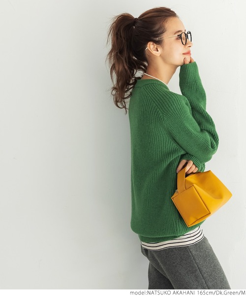 coca（coca）（コカ）の「【ユニセックス】もちもちオーバーサイズニット（ニット/セーター・レディース・ダークグリーン/ベージュ/ブラック・L/M）」の7枚目の写真