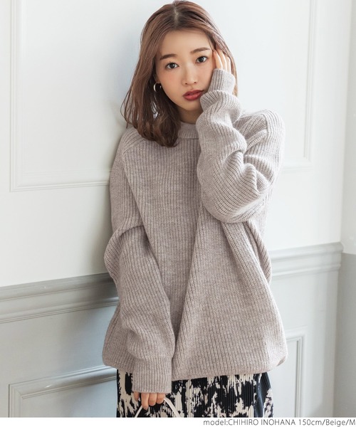 coca（coca）（コカ）の「【ユニセックス】もちもちオーバーサイズニット（ニット/セーター・レディース・ダークグリーン/ベージュ/ブラック・L/M）」の18枚目の写真