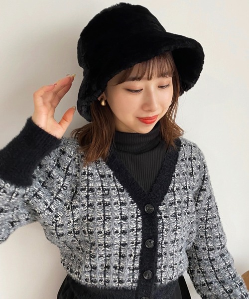 one after another NICE CLAUP（ワンアフターアナザーナイスクラップ）の「ファーバケットハット（ハット・レディース・ブラック/アイボリー/その他1・FREE）」の2枚目の写真