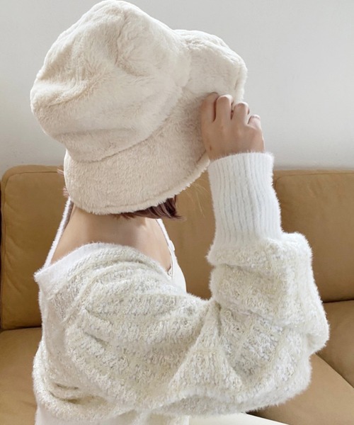 one after another NICE CLAUP（ワンアフターアナザーナイスクラップ）の「ファーバケットハット（ハット・レディース・ブラック/アイボリー/その他1・FREE）」の7枚目の写真