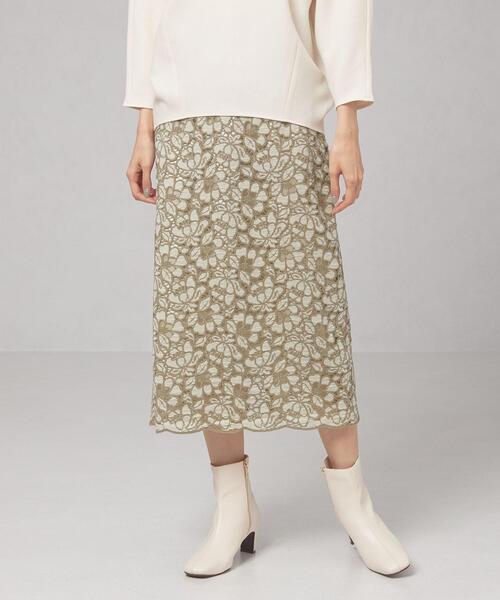 THE STATION STORE（ザ ステーション ストア）の「＜ma couleur(マ クルール)＞フルールレース タイトスカート（スカート・レディース・オフホワイト/ダークグリーン・S/M）」の2枚目の写真