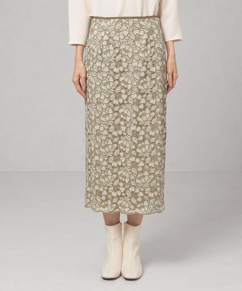 THE STATION STORE（ザ ステーション ストア）の「＜ma couleur(マ クルール)＞フルールレース タイトスカート（スカート・レディース・オフホワイト/ダークグリーン・S/M）」の3枚目の写真