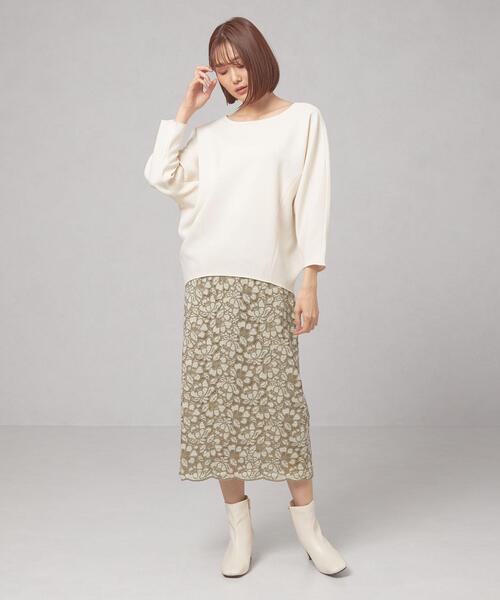 THE STATION STORE（ザ ステーション ストア）の「＜ma couleur(マ クルール)＞フルールレース タイトスカート（スカート・レディース・オフホワイト/ダークグリーン・S/M）」の7枚目の写真