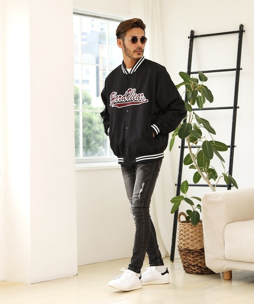 jiggys shop(ジギーズショップ)の「ポリツイル ロゴワッペン スタジャン(スタジャン・メンズ・グレイッシュベージュ/グリーン/ブラック/ワイン・MEDIUM/LARGE)」の5枚目の写真