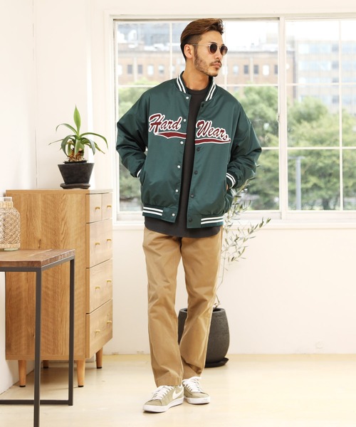 jiggys shop(ジギーズショップ)の「ポリツイル ロゴワッペン スタジャン(スタジャン・メンズ・グレイッシュベージュ/グリーン/ブラック/ワイン・MEDIUM/LARGE)」の9枚目の写真