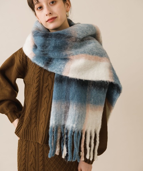 KATHARINE ROSS(キャサリンロス)の「【KATHARINE ROSS】モヘヤタッチチェックストール(ストール/ショール・レディース・ホワイト/イエロー・MEDIUM)」の2枚目の写真
