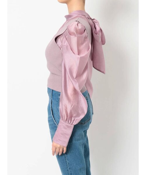 MERCURYDUO（マーキュリーデュオ）の「2WAYリボンパワショルドッキングニット（ニット/セーター・レディース・オフホワイト/ピンク/ネイビー・FREE）」の10枚目の写真