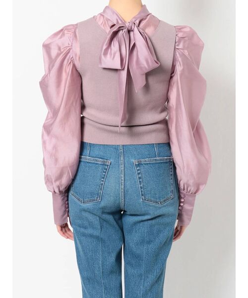 MERCURYDUO（マーキュリーデュオ）の「2WAYリボンパワショルドッキングニット（ニット/セーター・レディース・オフホワイト/ピンク/ネイビー・FREE）」の13枚目の写真