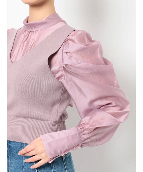 MERCURYDUO（マーキュリーデュオ）の「2WAYリボンパワショルドッキングニット（ニット/セーター・レディース・オフホワイト/ピンク/ネイビー・FREE）」の20枚目の写真