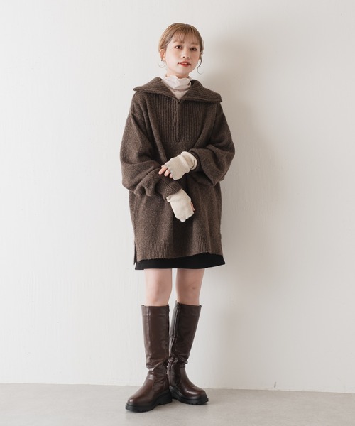 Kastane(カスタネ)の「配色ステッチアームウォーマー(アームカバー・レディース・ライトグレー/ブラウン/アイボリー・FREE)」の4枚目の写真