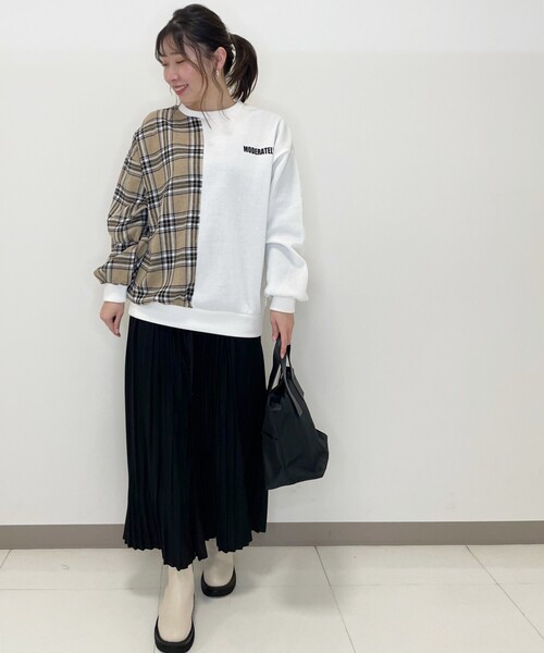 Cutie Blonde（キューティーブロンド）の「◆チェック切替ゆるっとスウェット（スウェット・レディース・ブラウン系その他/オフホワイト/ブラック・00）」の9枚目の写真